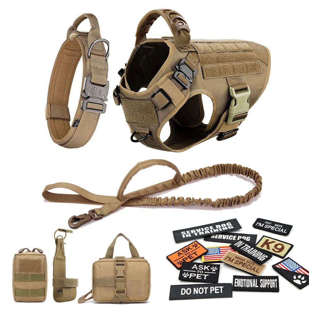 PETRAVELCN Military Dog Harness Vest With Leash And Patches