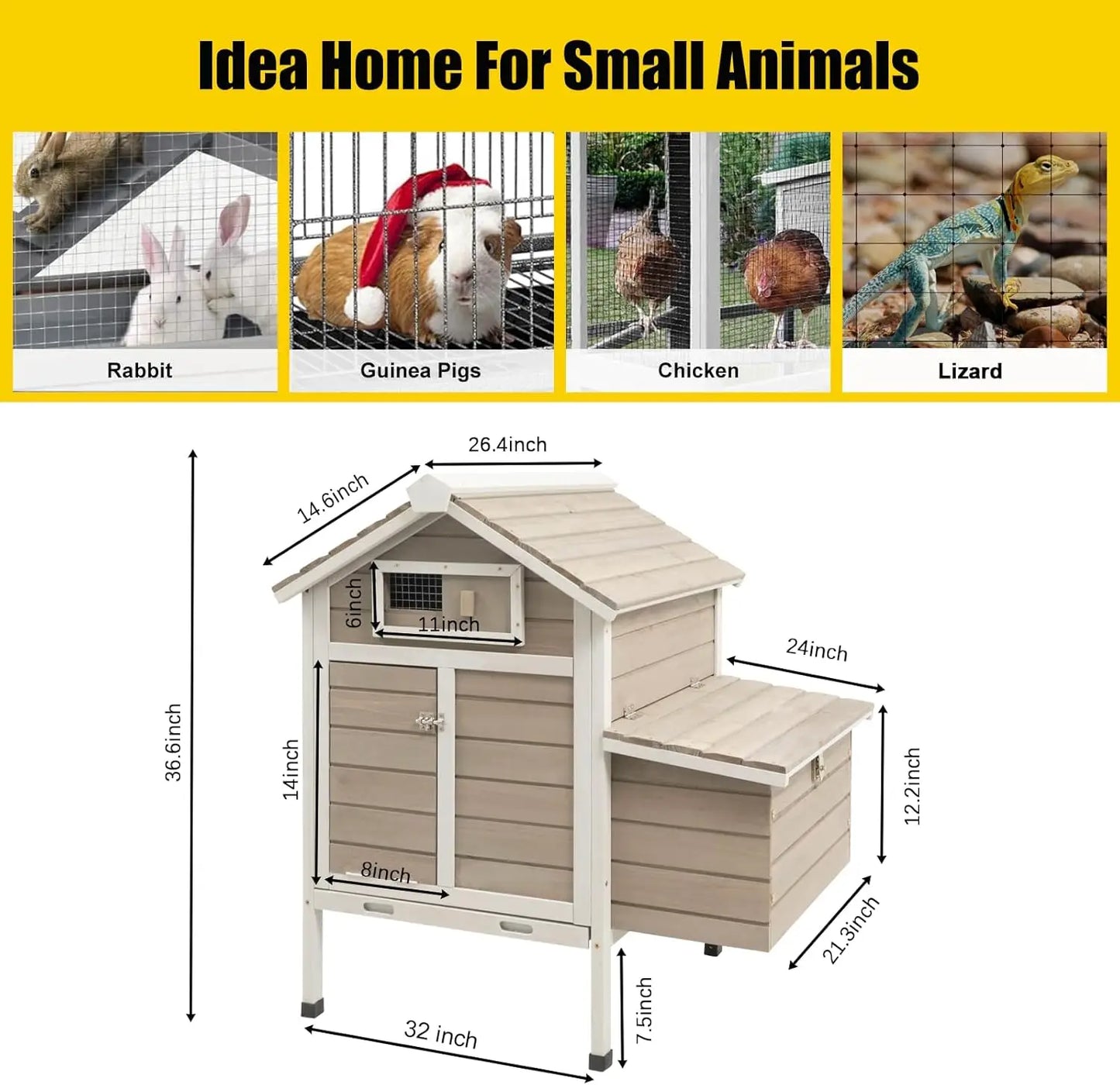 PetsCosset Chicken Coop With Nesting Box Hen House And Ramp