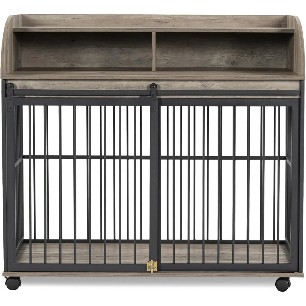 Gap Dog Crate Furniture With Sliding Barn Door End Table Storage Shelf