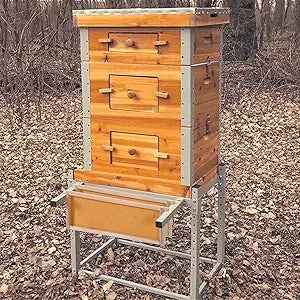 Beeswax Dipped Langstroth Beehive With Metal Frame And Stand