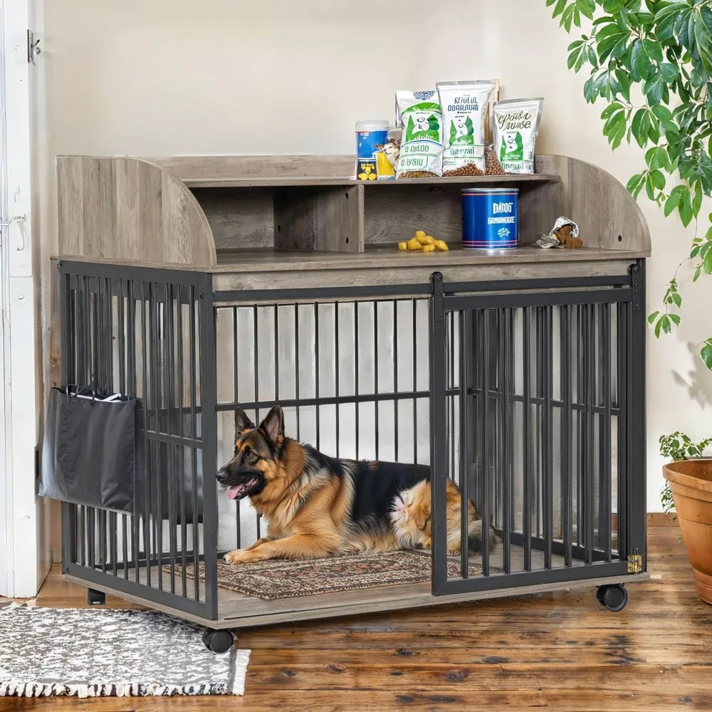 Gap Dog Crate Furniture With Sliding Barn Door End Table Storage Shelf