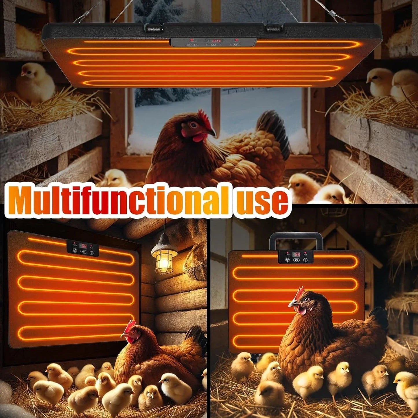 High Concerned Chicken Coop Heater Thermostatic Panel Adjustable Temperature