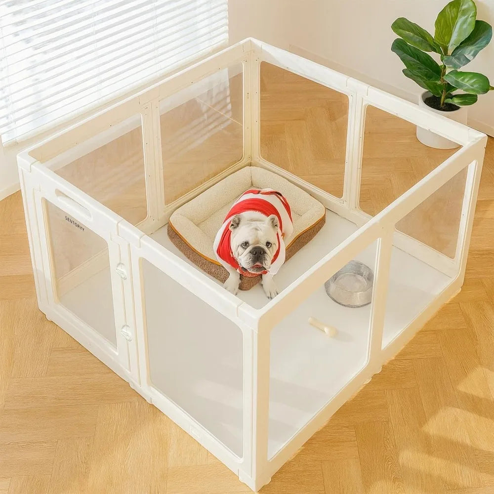 Acrylic Dog Playpen Clear Indoor Puppy Pen With Expandable Panels