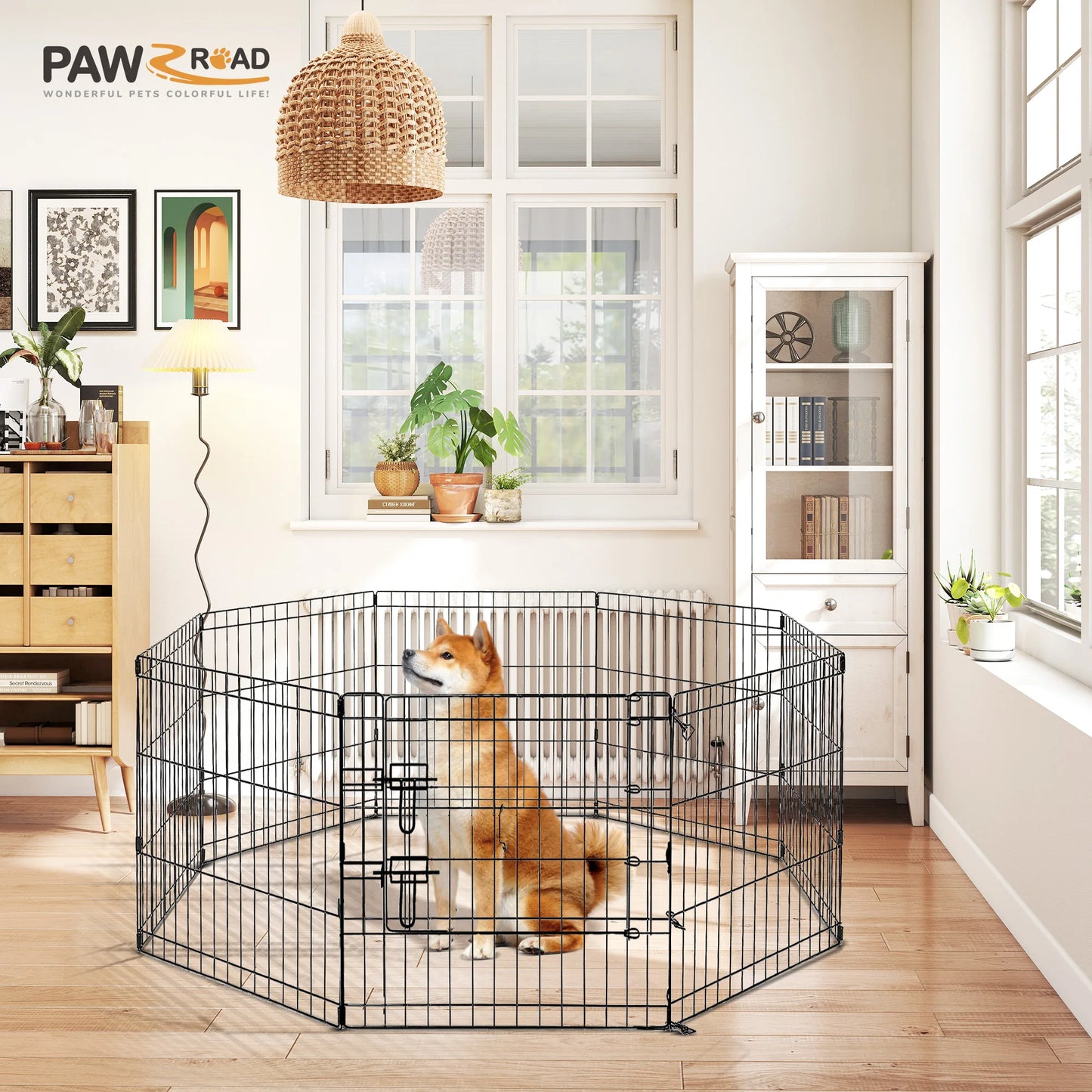 Foldable Metal Dog Playpen For Indoor Outdoor Pets Easy Assemble
