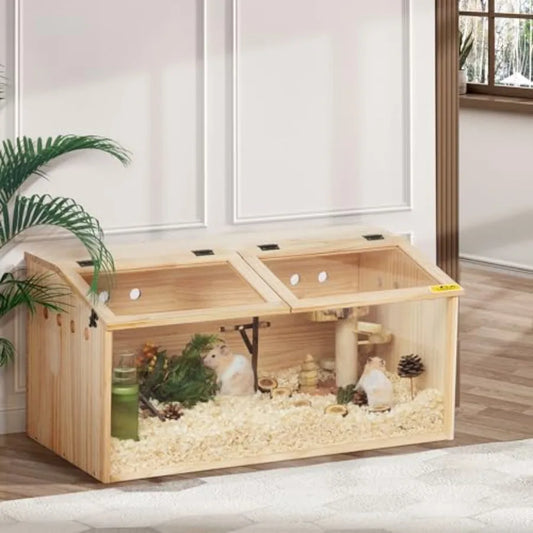 Guangdong Wooden Hamster Cage With Acrylic Window Enclosure