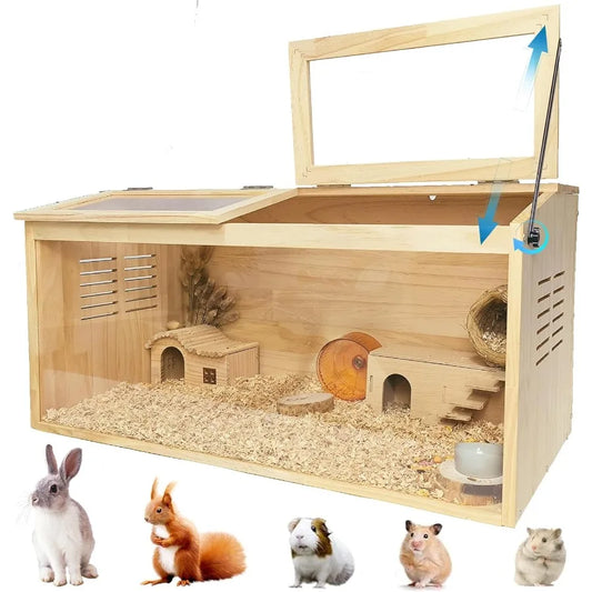 Guangdong Wooden Hamster Cage With Open Top And Safe Pine