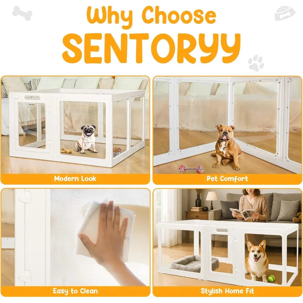 Acrylic Dog Playpen Clear Indoor Puppy Pen With Expandable Panels