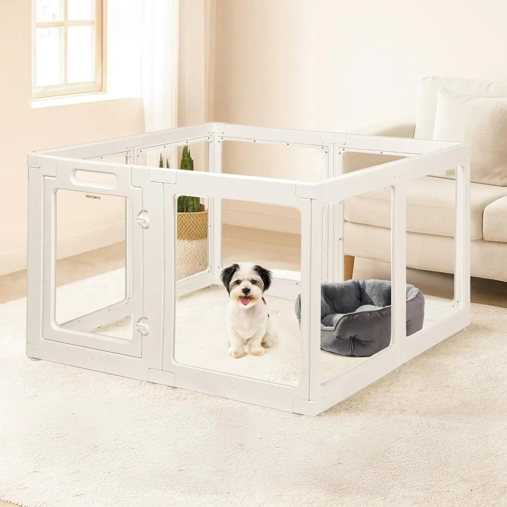 Acrylic Dog Playpen Clear Indoor Puppy Pen With Expandable Panels
