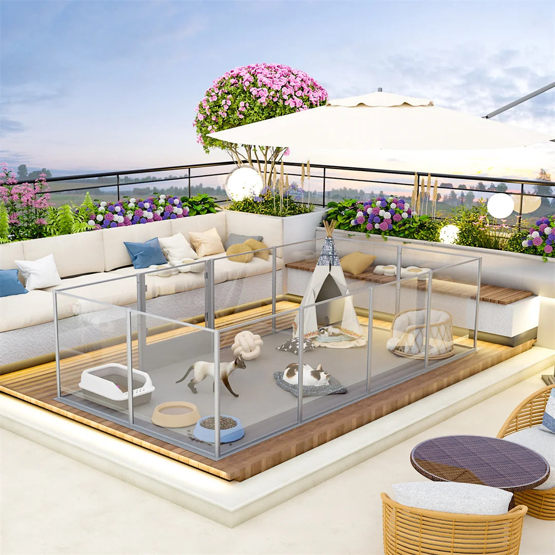 BINGOPAW Whelping Playpen Acrylic Dog Exercise Fence Waterproof Pad