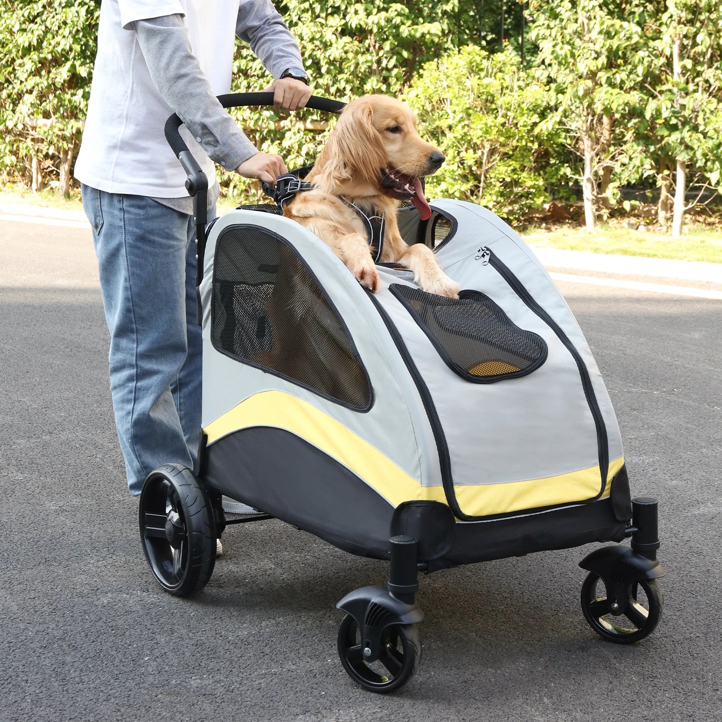 Breathable Foldable Portable Dog Stroller for All Breeds
