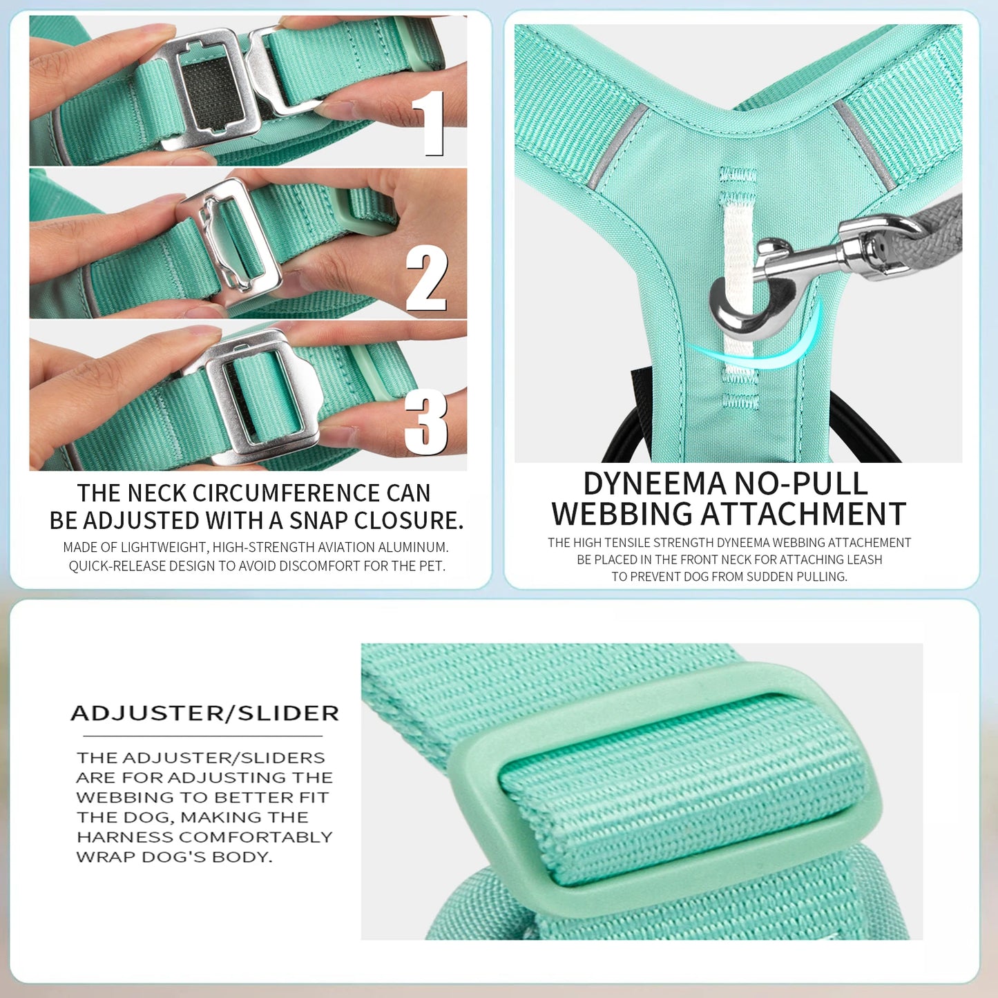 Small Combination Reflective Nylon Dog Harness Vest No Pull Adjustable