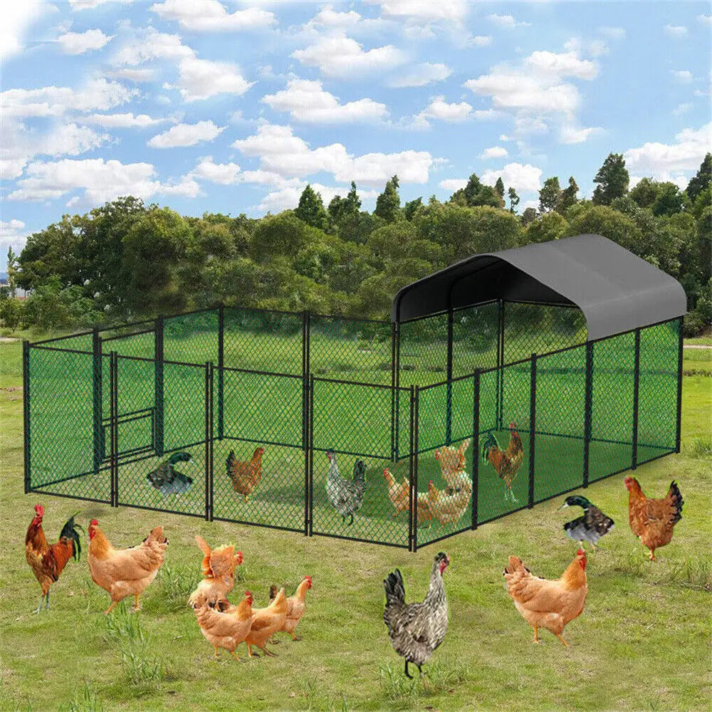 BORWART Walk In Chicken Run Coop With Waterproof UV Cover