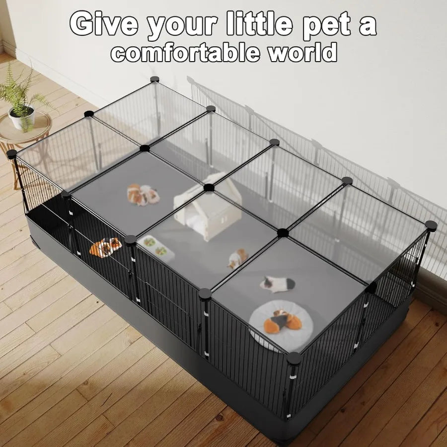 Guinea Pig Cage With Top Cover 12 Panel Playpen And Waterproof Liner