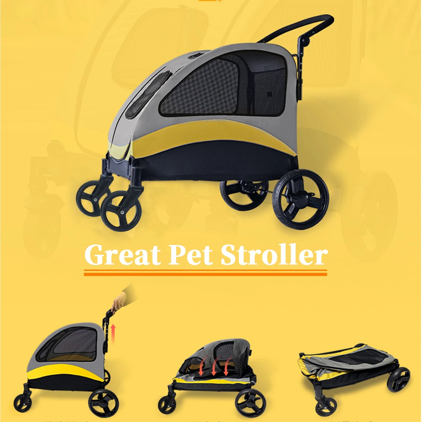 Breathable Foldable Portable Dog Stroller for All Breeds