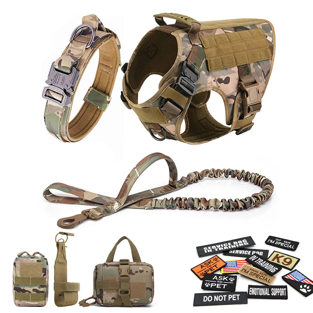 PETRAVELCN Military Dog Harness Vest With Leash And Patches