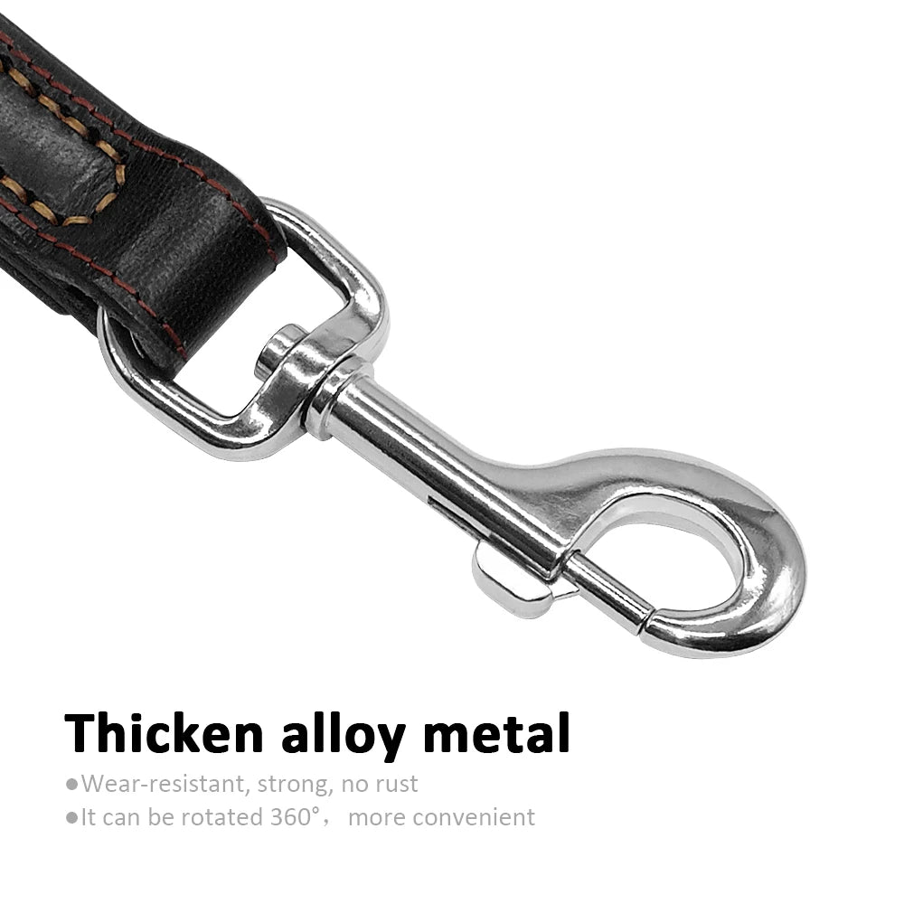 PET ARTIST Genuine Leather Dog Leash With Dual Handles