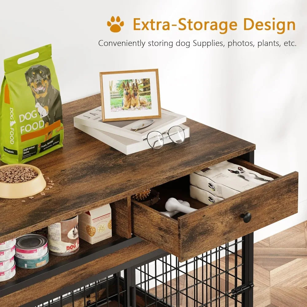 ZHUOTING Dog Crate End Table With Drawer For Indoor Use