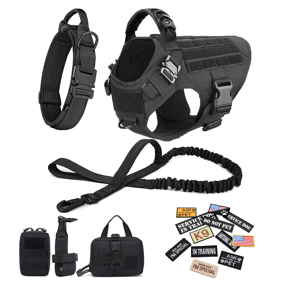 PETRAVELCN Military Dog Harness Vest With Leash And Patches