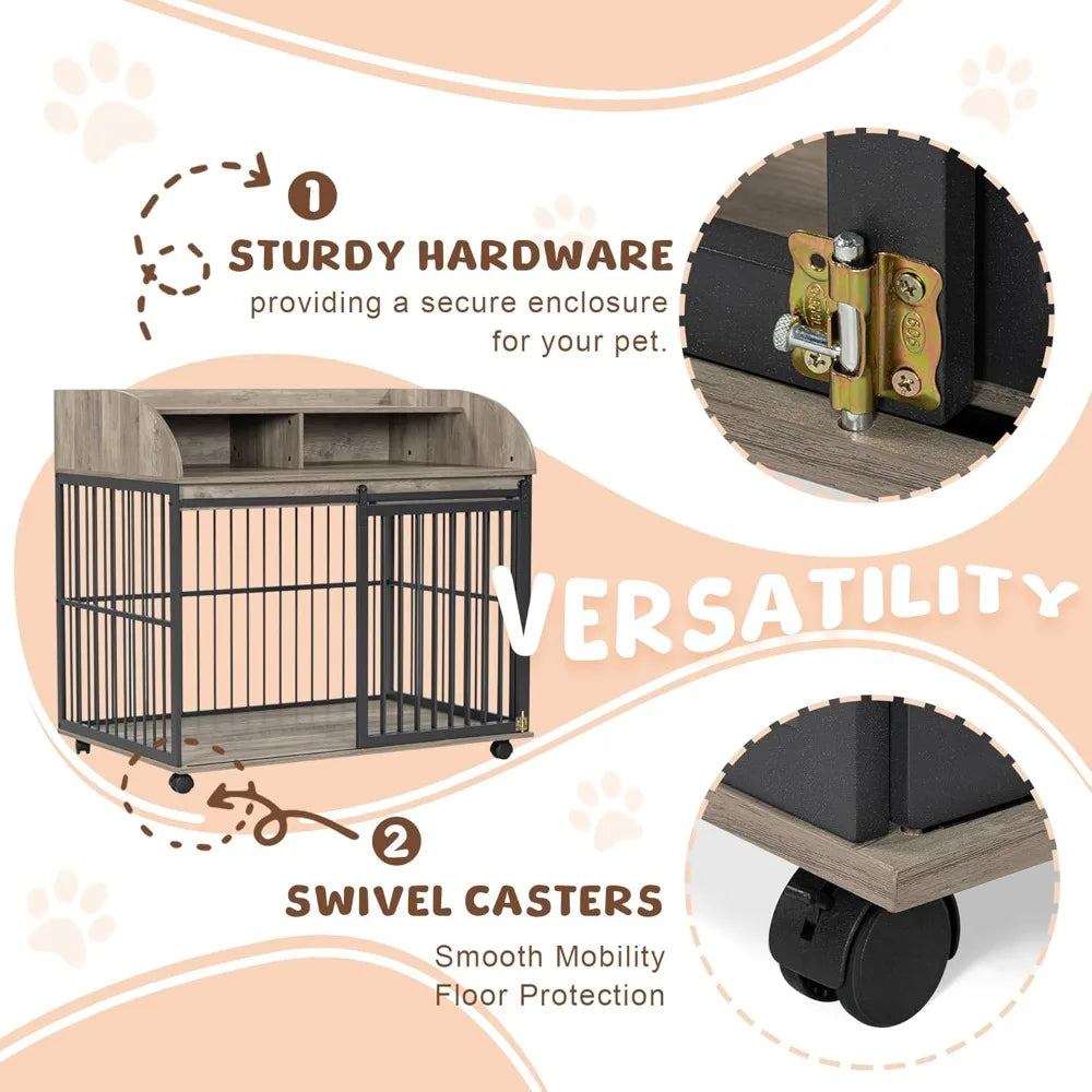 Gap Dog Crate Furniture With Sliding Barn Door End Table Storage Shelf