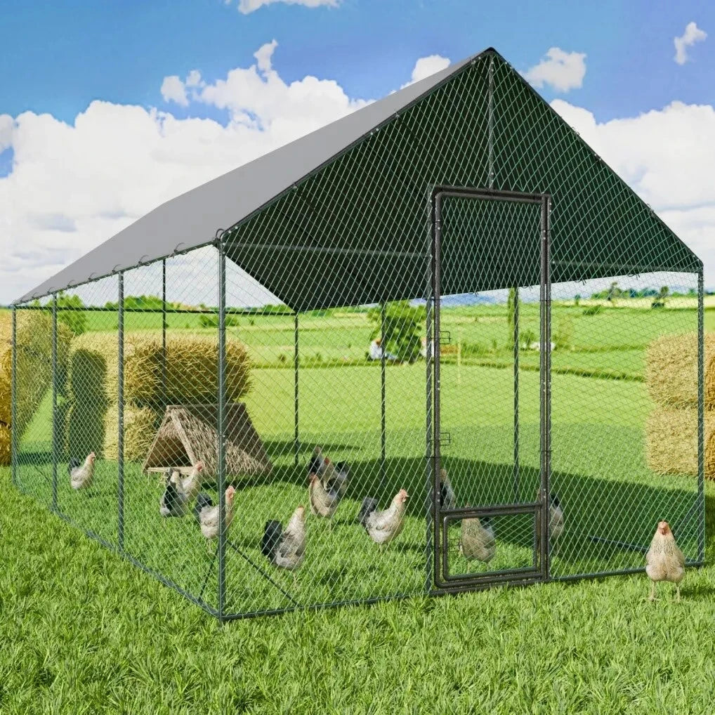 Farm Animals Metal Chicken Coop Walk In Poultry Cage Galvanized