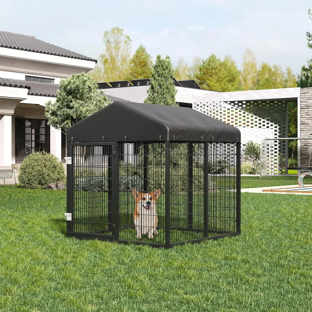 DAFIFY Heavy Duty Outdoor Dog Enclosure With Roof Kennel