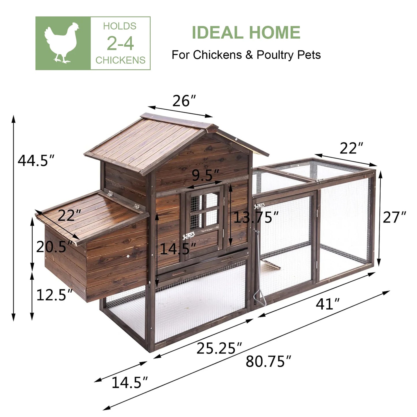 Hign-concerned Chicken Coop For 5 Chickens With Nesting Box