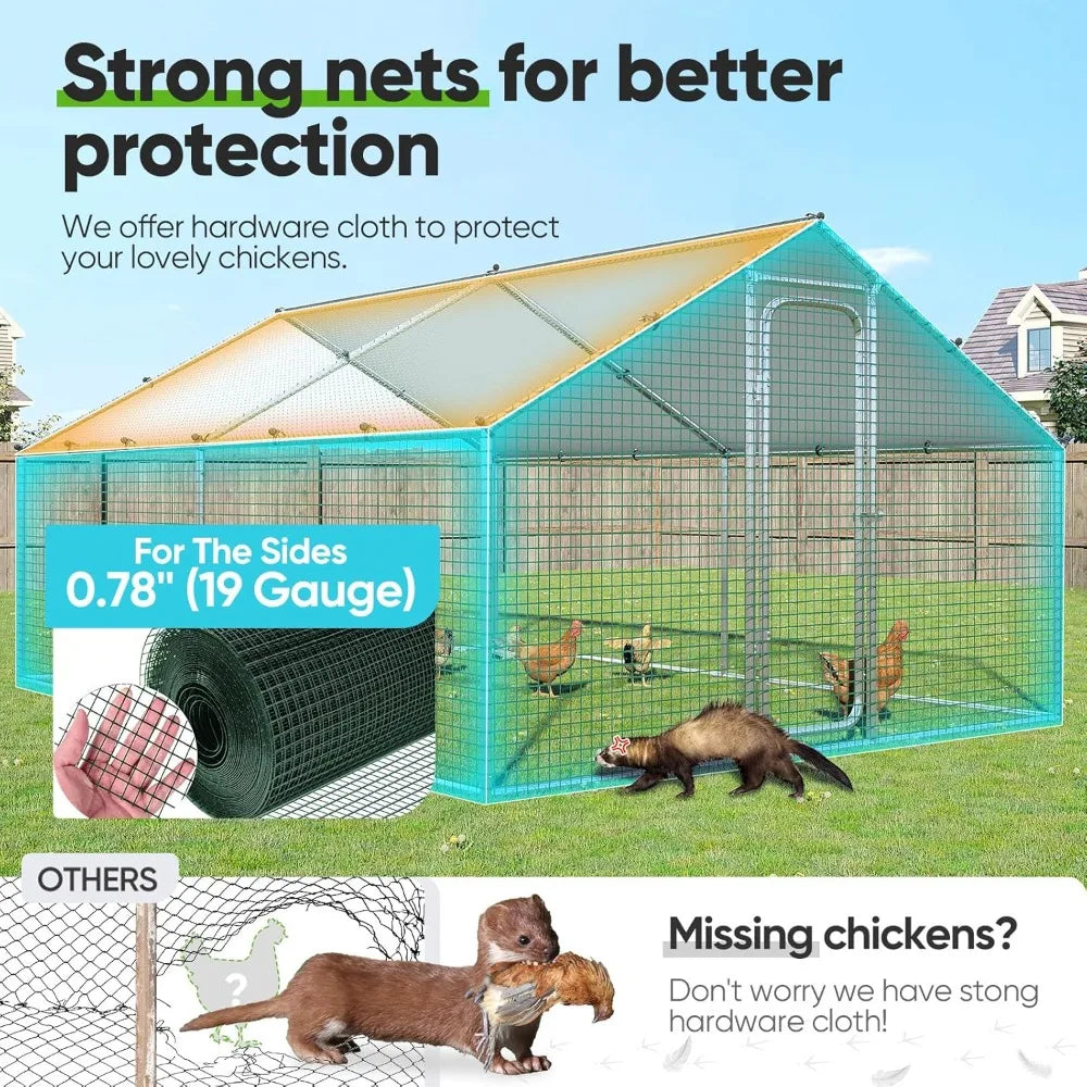 Galvanized Hardware Cloth Chicken Coop Run With Waterproof Roof