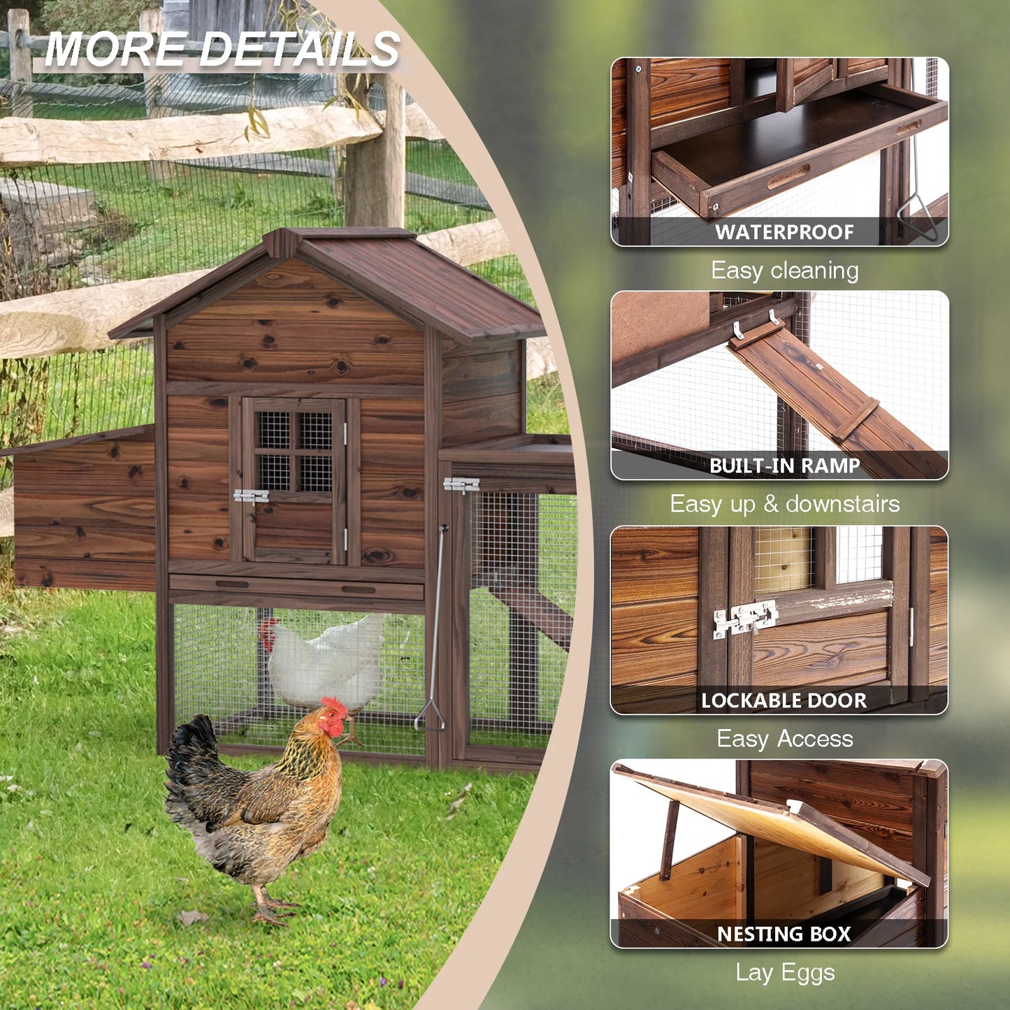 Hign-concerned Chicken Coop For 5 Chickens With Nesting Box