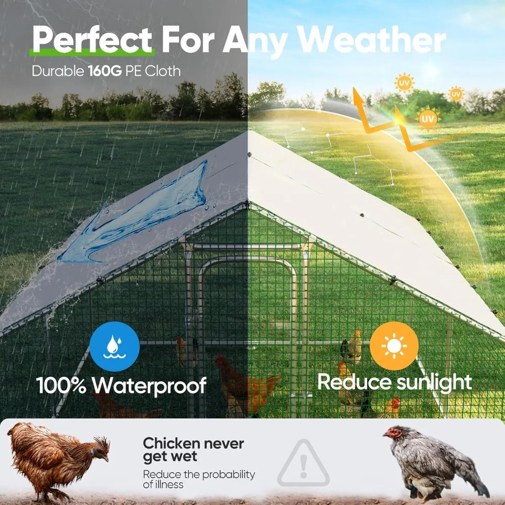 Galvanized Hardware Cloth Chicken Coop Run With Waterproof Roof