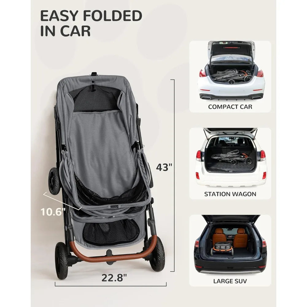TIFICY Dog Stroller For Large And Medium Dogs Foldable Ventilated Heavy Duty