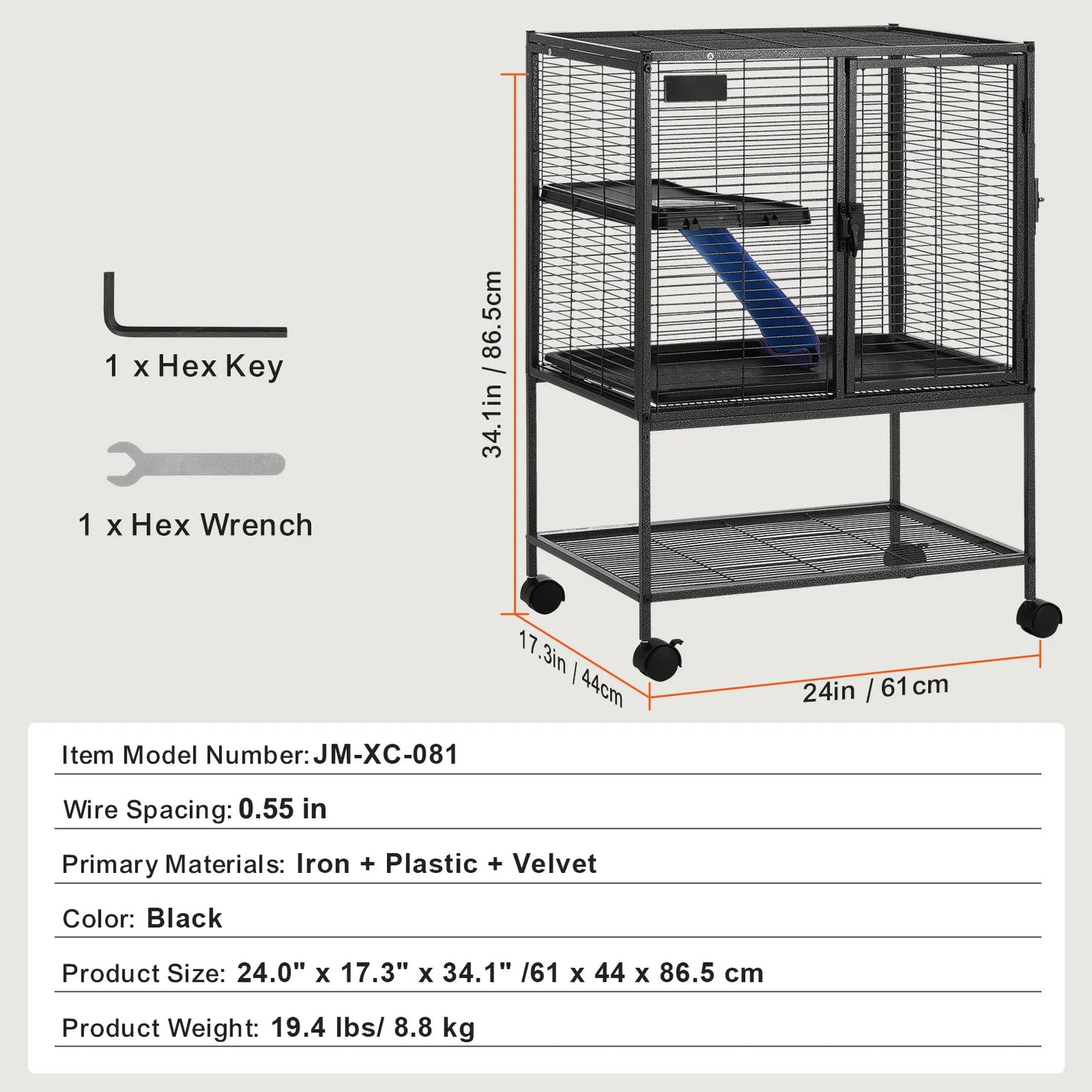 SucceBuy Rolling Metal Ferret Cage 4 Tier Small Animal Cage