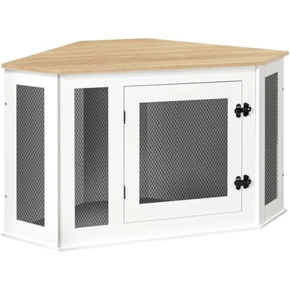 High Concerned Corner Dog Crate Furniture Wooden End Table Kennel