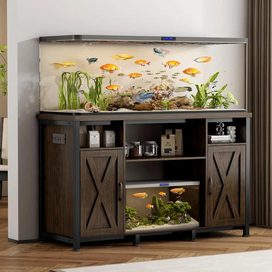 Heavy Duty Fish Tank Stand With Cabinet And Power Outlets