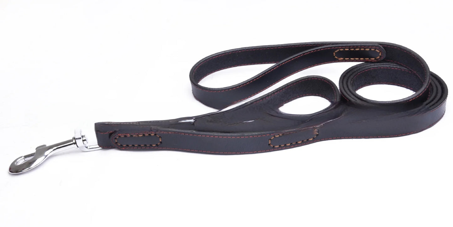 PET ARTIST Genuine Leather Dog Leash With Dual Handles