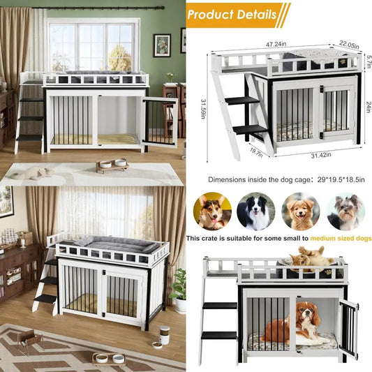DAFIFY LoftStyle Dog Crate Furniture With Double Doors HeavyDuty Kennel