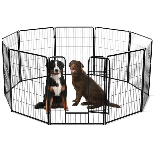 JHK 8 Panel Dog Playpen Indoor Outdoor Pet Fence with Doors