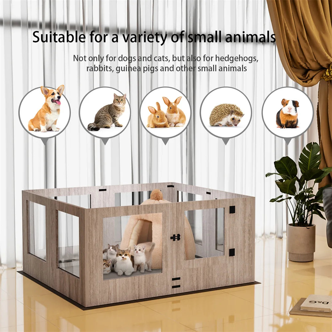 Tempered Glass Pet Whelping Box Waterproof Pad Dog Playpen