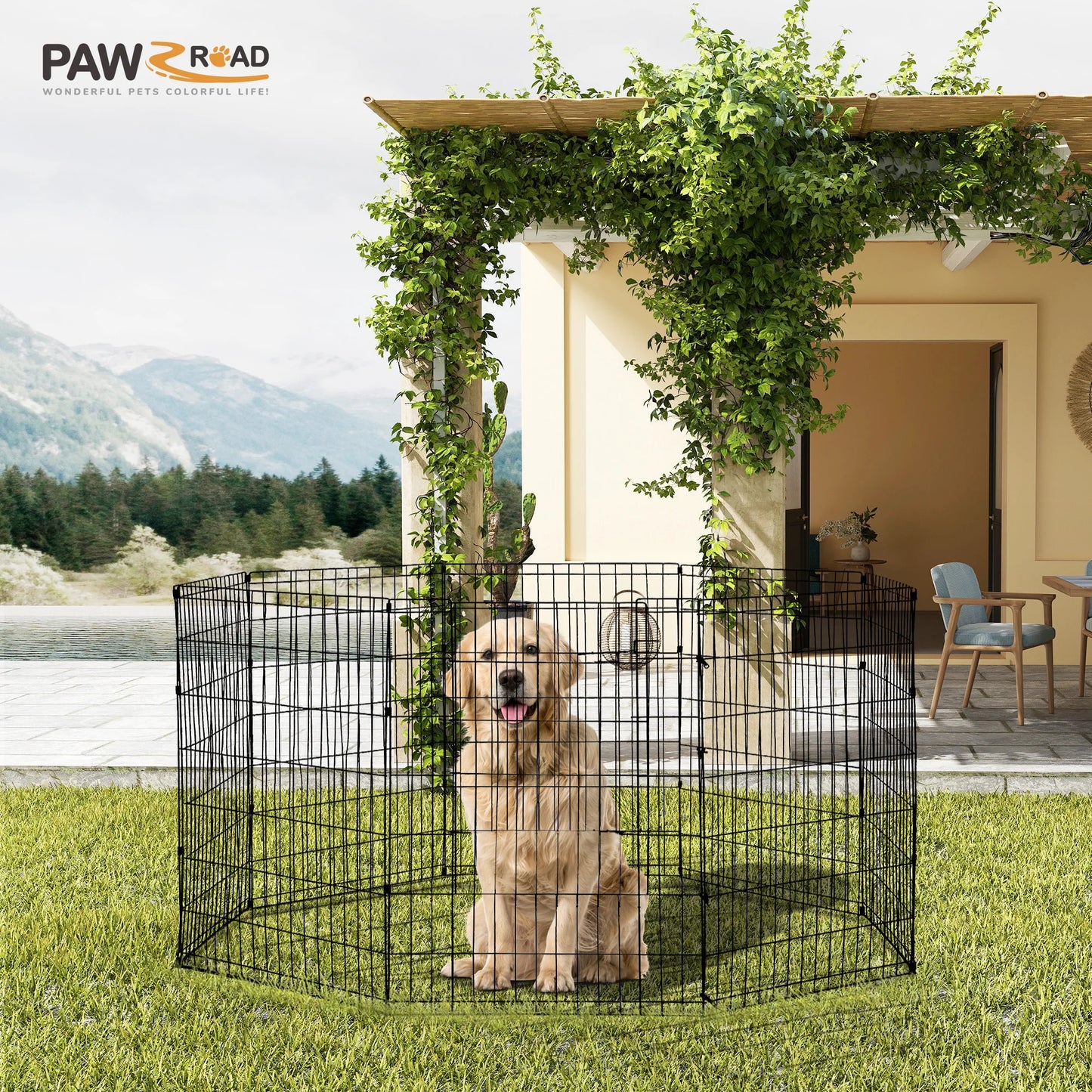Foldable Metal Dog Playpen For Indoor Outdoor Pets Easy Assemble