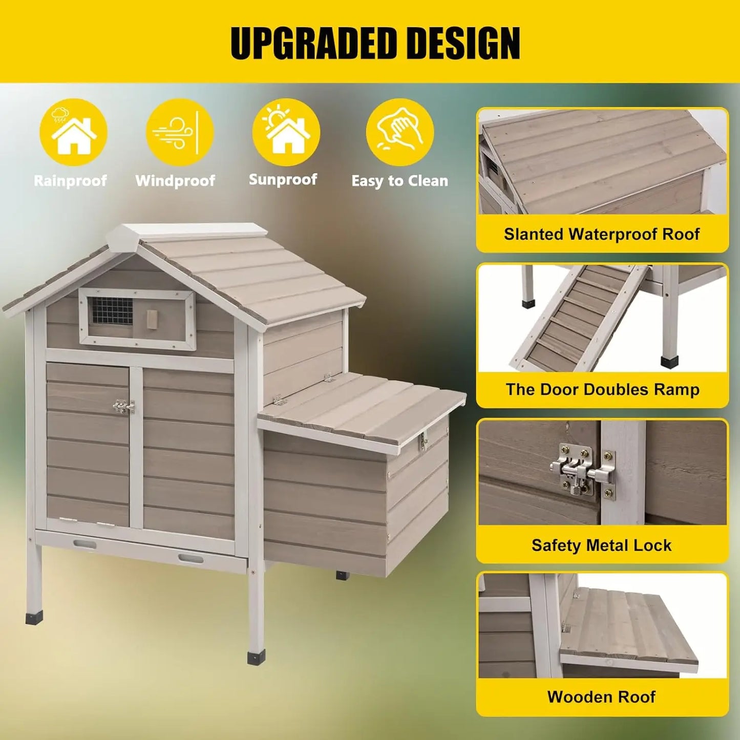 PetsCosset Chicken Coop With Nesting Box Hen House And Ramp