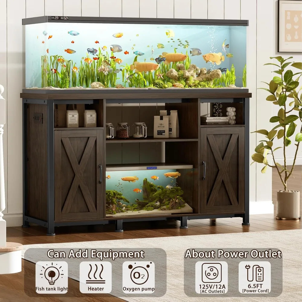 Heavy Duty Fish Tank Stand With Cabinet And Power Outlets