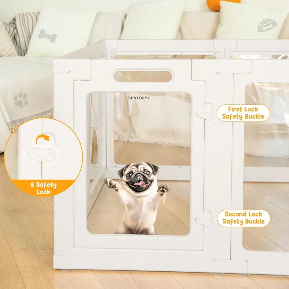 Acrylic Dog Playpen Clear Indoor Puppy Pen With Expandable Panels