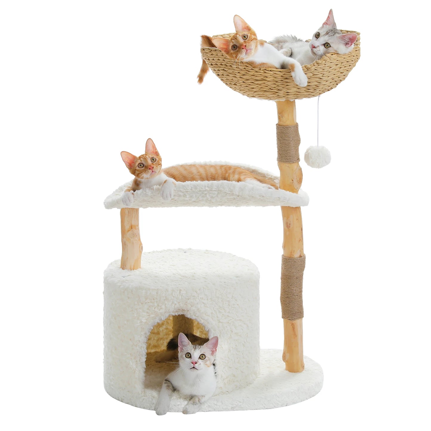PAWZ Road Modern Cat Tree Tower Indoor Wicker Condo