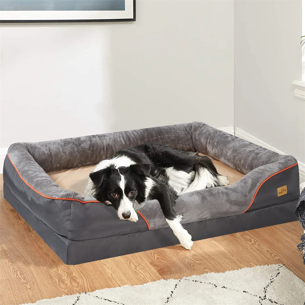 Borwart Orthopedic Memory Foam Waterproof Dog Bed With Removable Cover