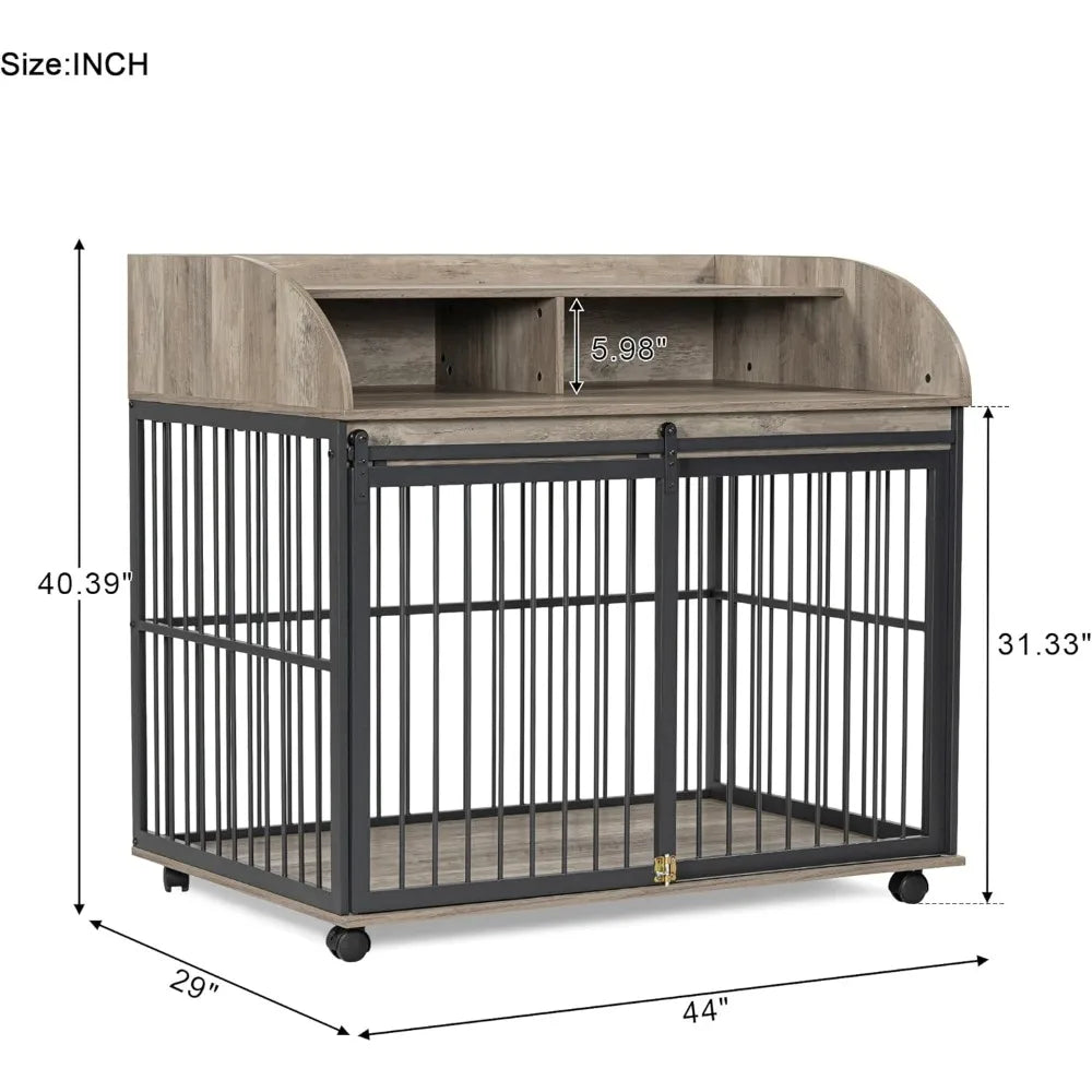 Gap Dog Crate Furniture With Sliding Barn Door End Table Storage Shelf
