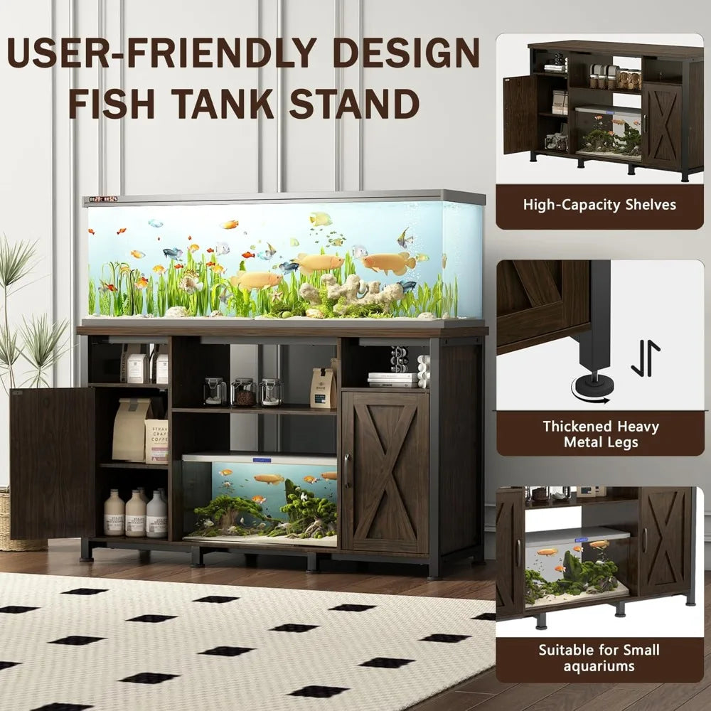 Heavy Duty Fish Tank Stand With Cabinet And Power Outlets