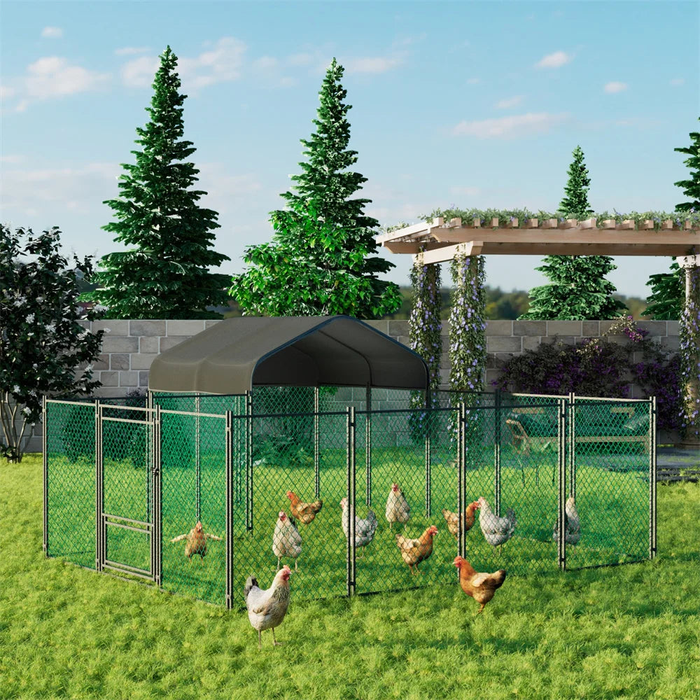 BORWART Walk In Chicken Run Coop With Waterproof UV Cover