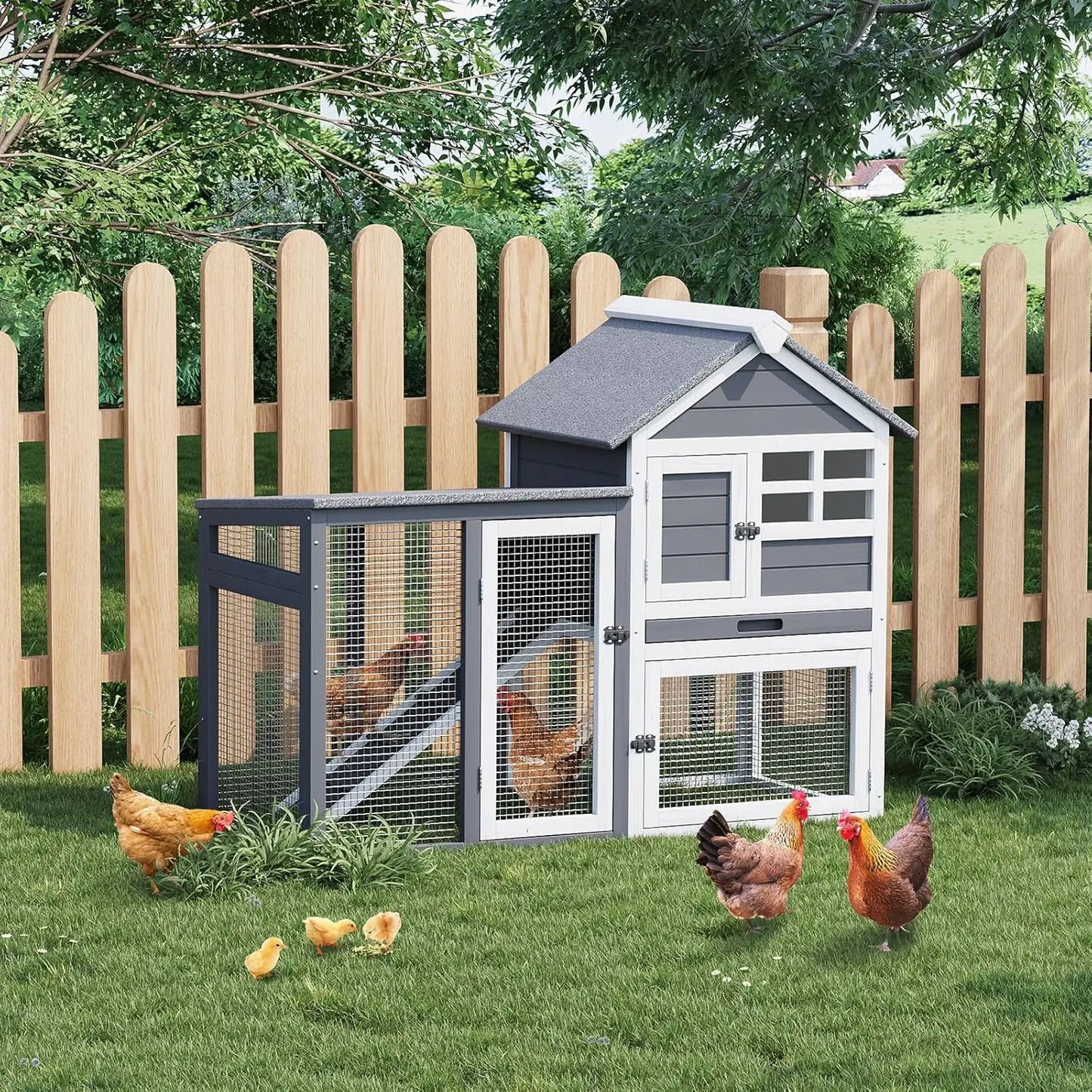 DishyKooker Rabbit Hutch Indoor Outdoor 2 Story Cage With Ramp