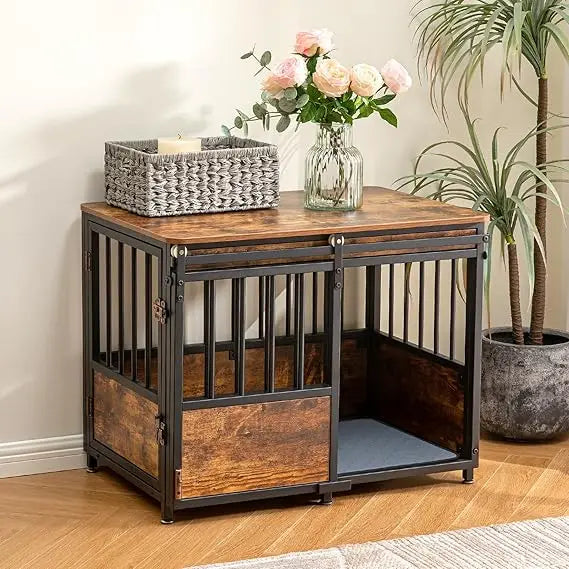 DAFIFY KOOPRO Wooden Dog Crate Furniture Kennel With Double Doors