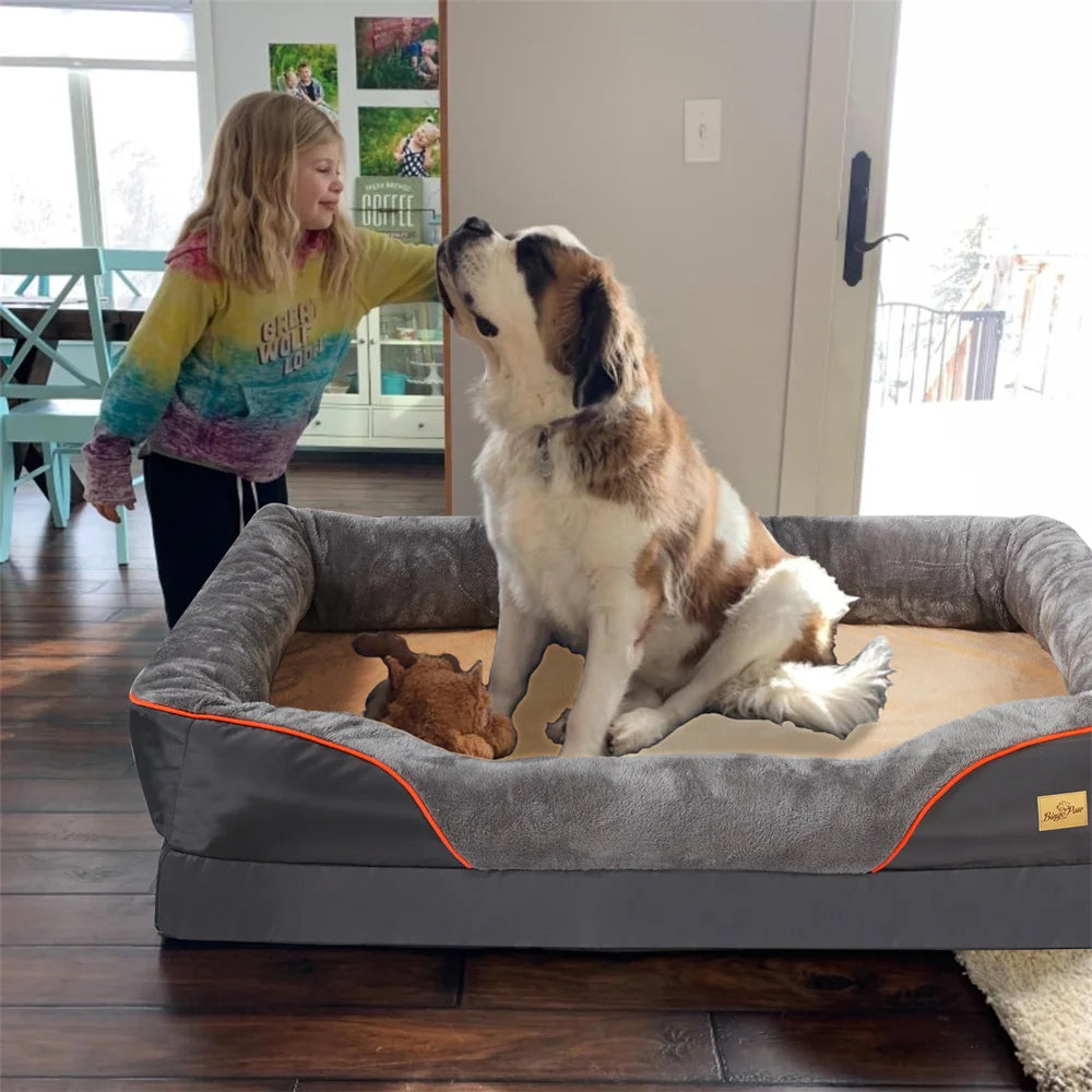 Borwart Orthopedic Memory Foam Waterproof Dog Bed With Removable Cover