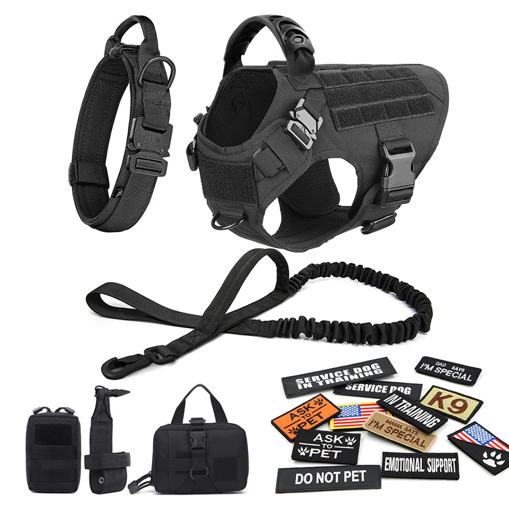 PETRAVELCN Military Dog Harness Vest With Leash And Patches